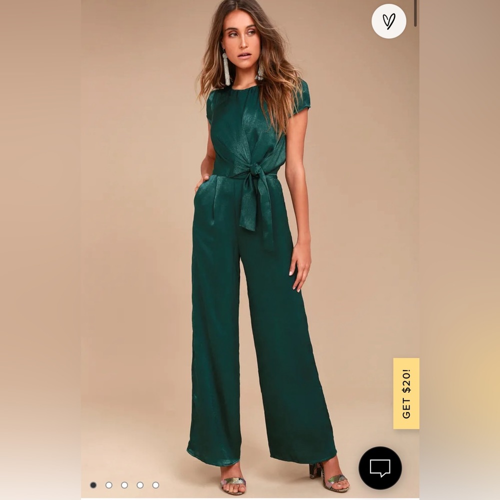 Lulus satin green jumpsuit